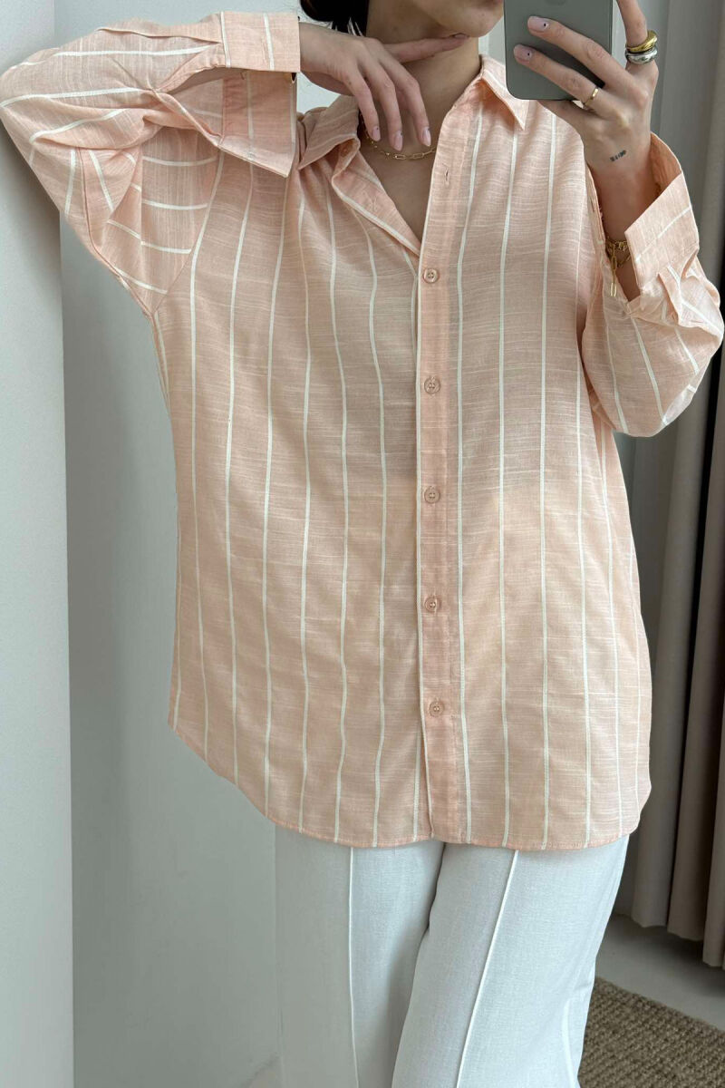 STRIPED SIMPLE WOMEN SHIRT POWDER/PUDER - 4