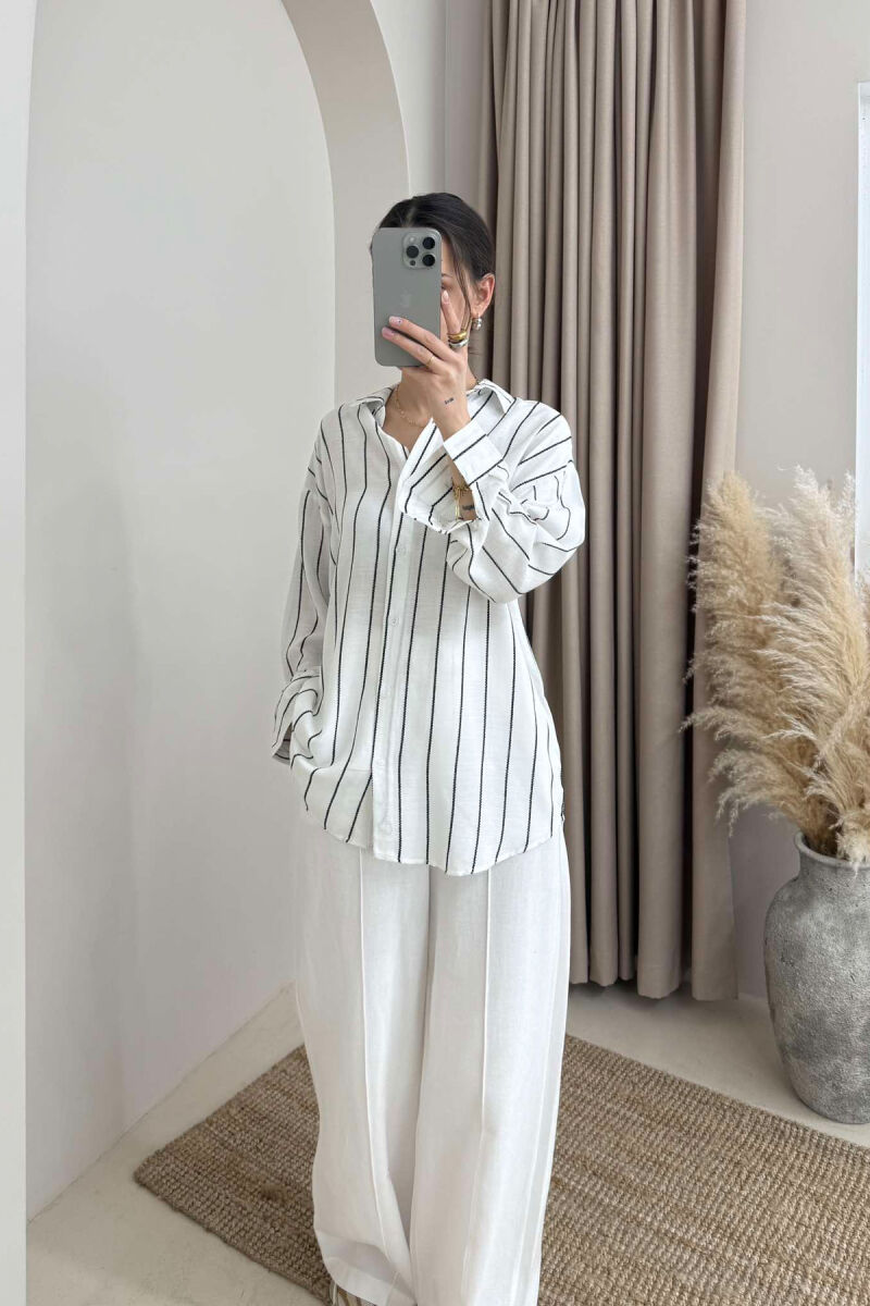STRIPED SIMPLE WOMEN SHIRT WHITE-E BARDHE - 1