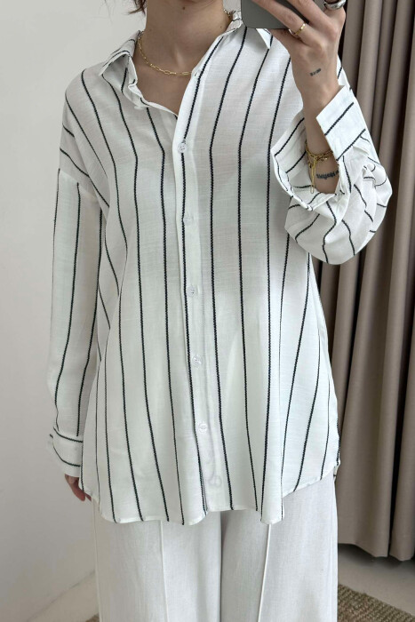 STRIPED SIMPLE WOMEN SHIRT WHITE-E BARDHE - 3
