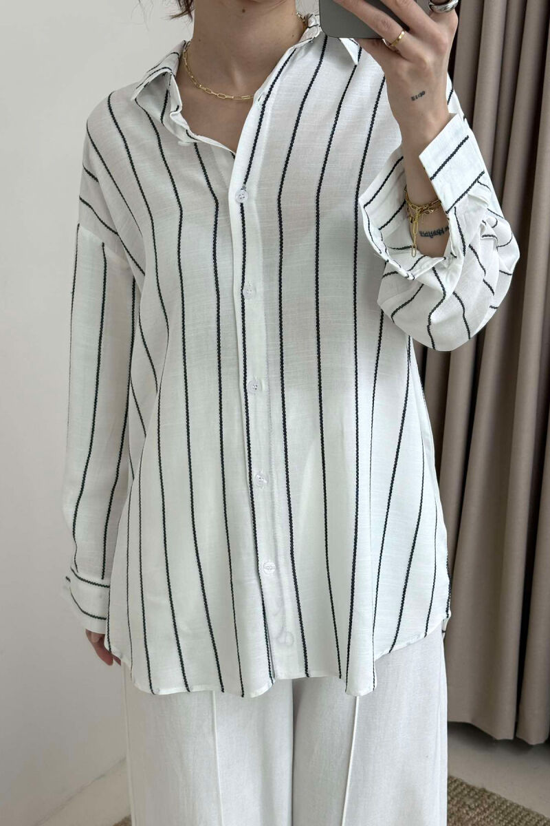STRIPED SIMPLE WOMEN SHIRT WHITE-E BARDHE - 3