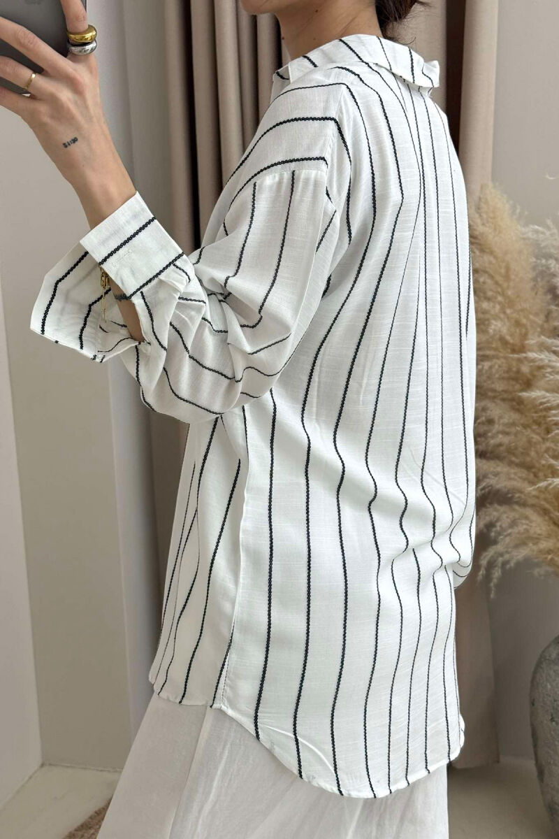 STRIPED SIMPLE WOMEN SHIRT WHITE-E BARDHE - 4