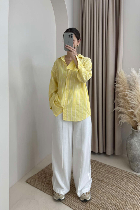 STRIPED SIMPLE WOMEN SHIRT YELLOW/E VERDHE 