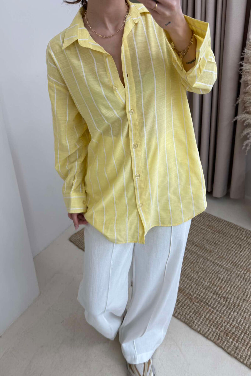 STRIPED SIMPLE WOMEN SHIRT YELLOW/E VERDHE - 2