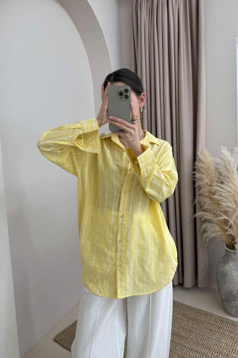 STRIPED SIMPLE WOMEN SHIRT YELLOW/E VERDHE - 4