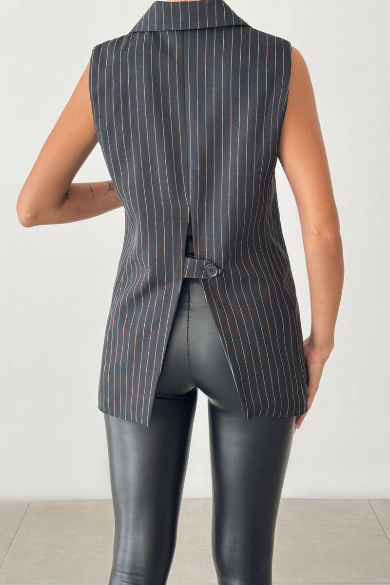 STRIPED SLEEVELESS WOMEN VEST BLACK/ E ZEZE - 8
