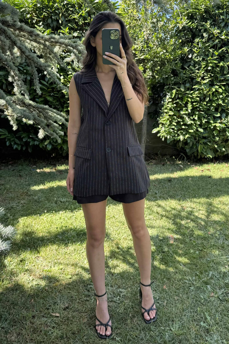 STRIPED SLEEVELESS WOMEN VEST BLACK/ E ZEZE - 2
