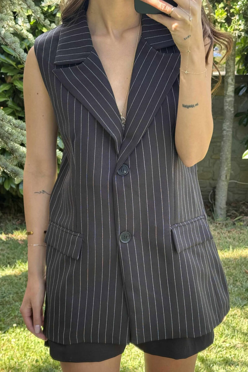 STRIPED SLEEVELESS WOMEN VEST BLACK/ E ZEZE - 4