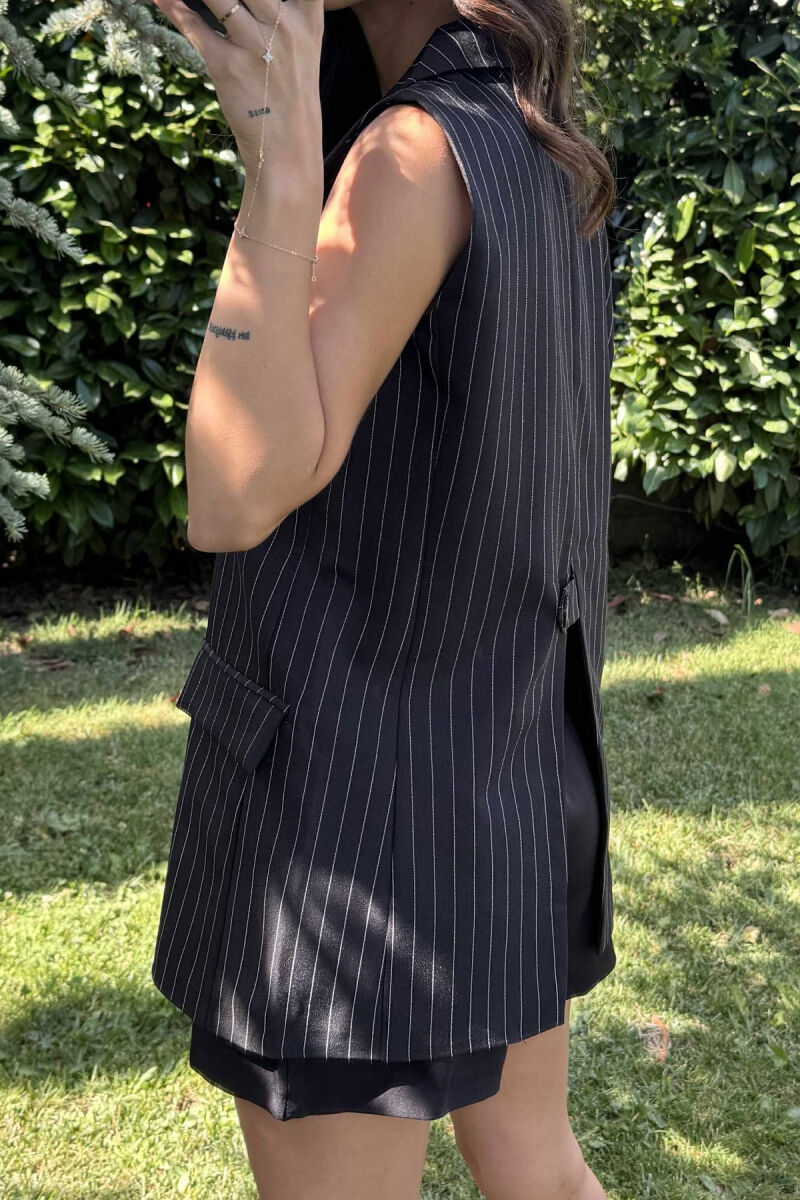 STRIPED SLEEVELESS WOMEN VEST BLACK/ E ZEZE - 5