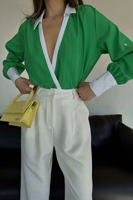 STRIPED TWO-COLORED WOMEN BODY GREEN/JESHILE - 2