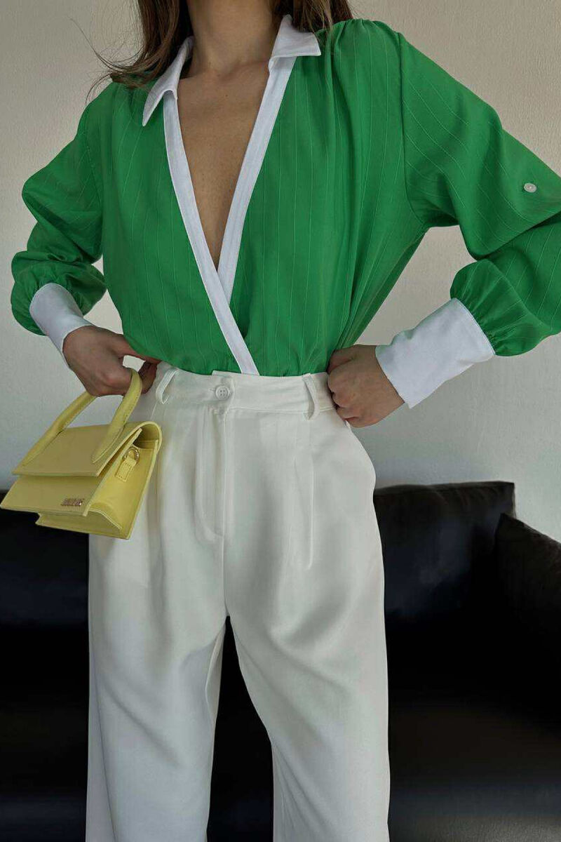 STRIPED TWO-COLORED WOMEN BODY GREEN/JESHILE - 2