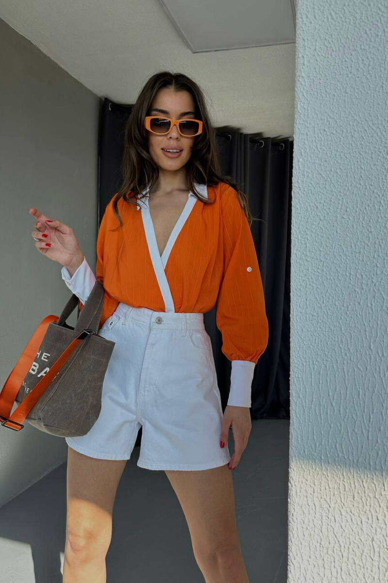 STRIPED TWO-COLORED WOMEN BODY ORANGE/PORTOKALLI - 3