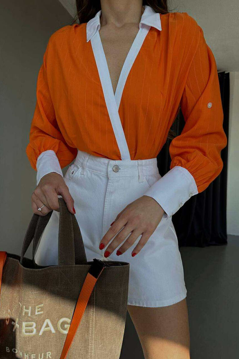 STRIPED TWO-COLORED WOMEN BODY ORANGE/PORTOKALLI - 4