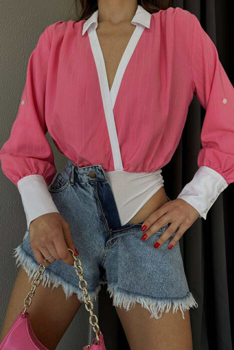 STRIPED TWO-COLORED WOMEN BODY PINK/ROZE - 3