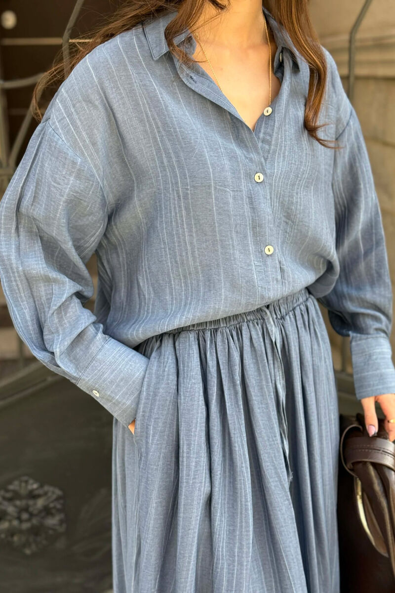 STRIPES DESIGN SHIRT + SKIRT WOMAN SET BLUE/BLU - 2