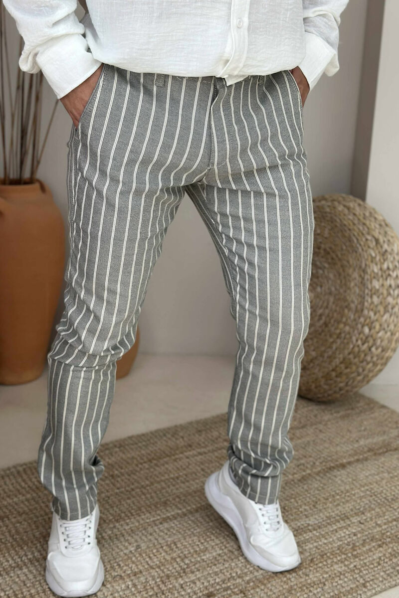 STRIPES DESIGN SIMPLE MEN PANTS GREY/GRI - 4