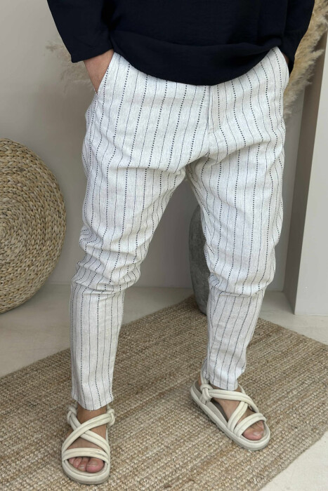 STRIPES DESIGNED MEN PANTS LIGHT BEIGE/BZHZB - 4