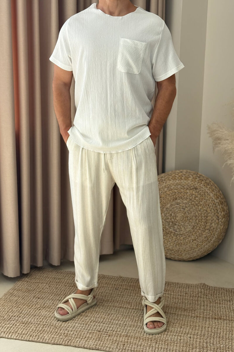 STRIPES LACINGS MEN PANTS CREAM/KREM - 2