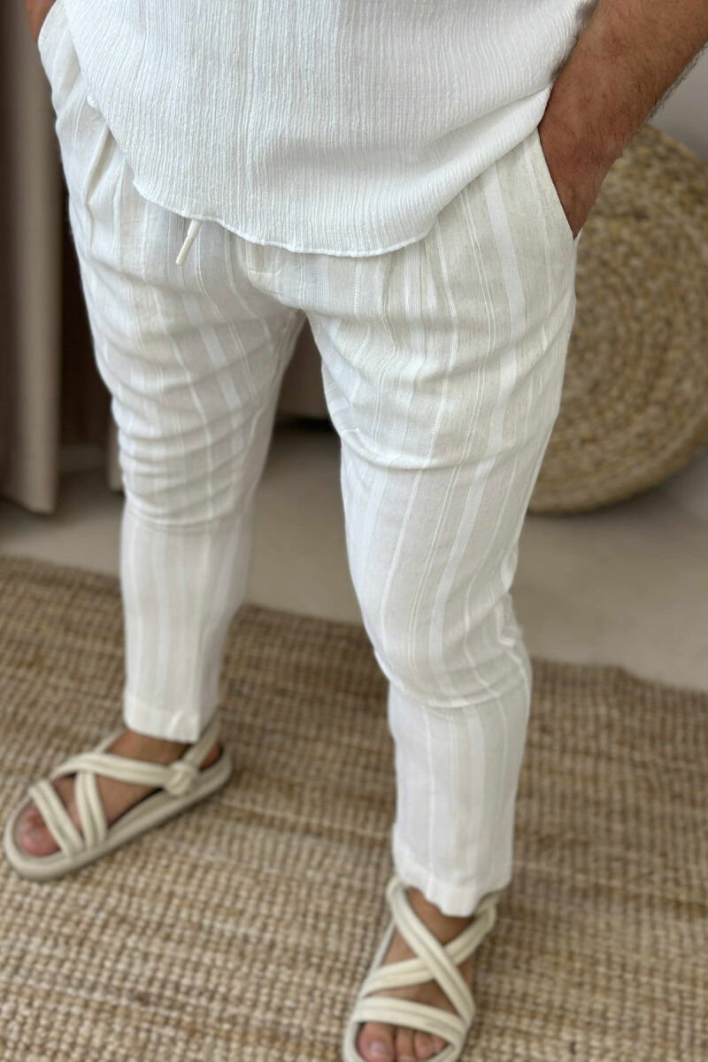 STRIPES LACINGS MEN PANTS CREAM/KREM - 3