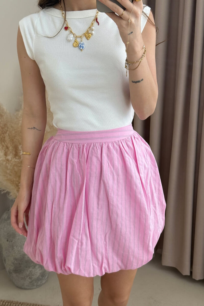 STRIPES SHORT WOMEN SKIRT PINK/ROZE - 2