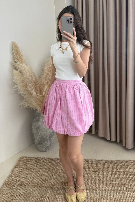 STRIPES SHORT WOMEN SKIRT PINK/ROZE - 4