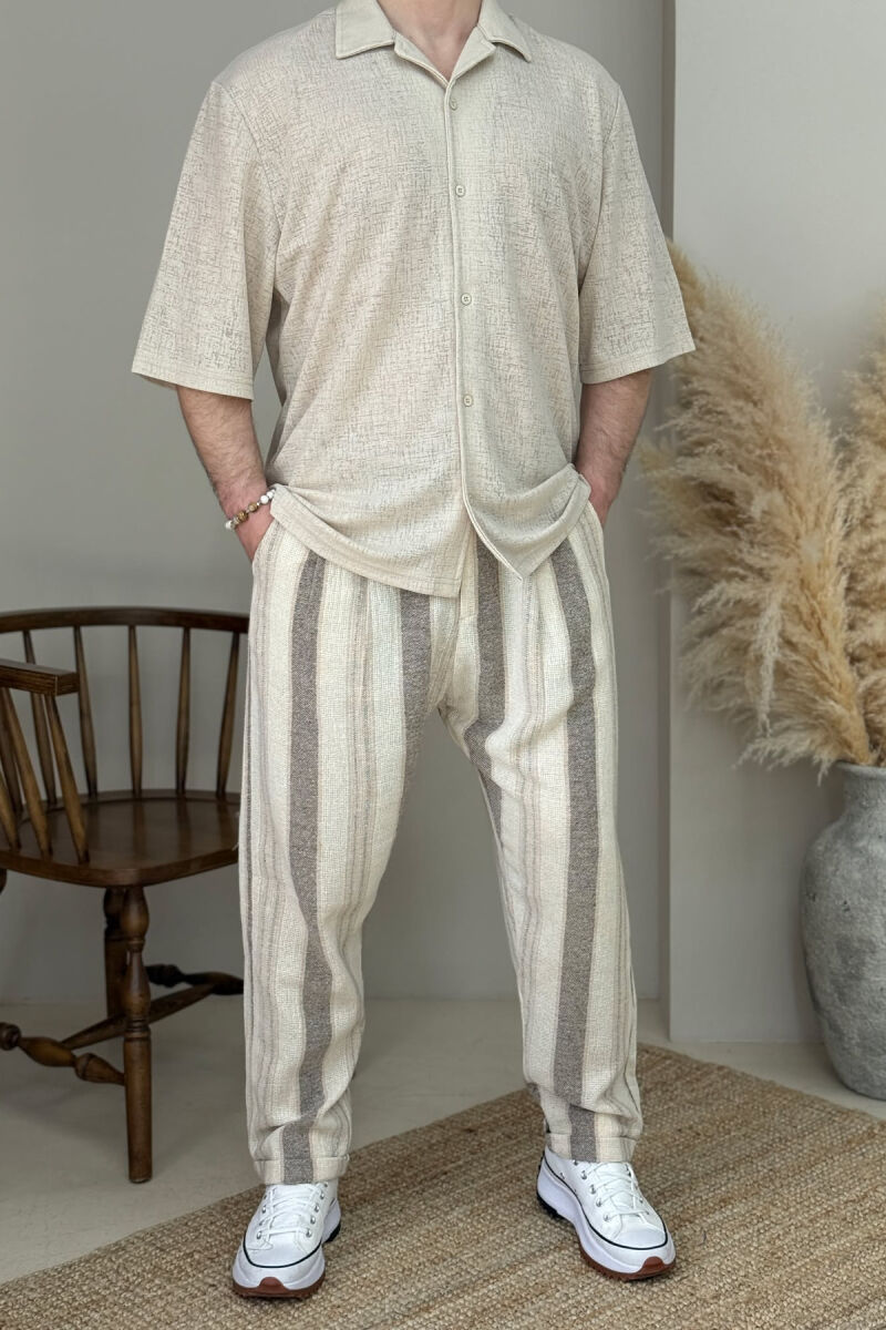 STRIPES SIMPLE MEN PANTS BEIGE/BEZHE - 1