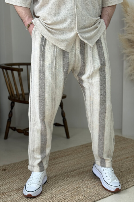 STRIPES SIMPLE MEN PANTS BEIGE/BEZHE - 3