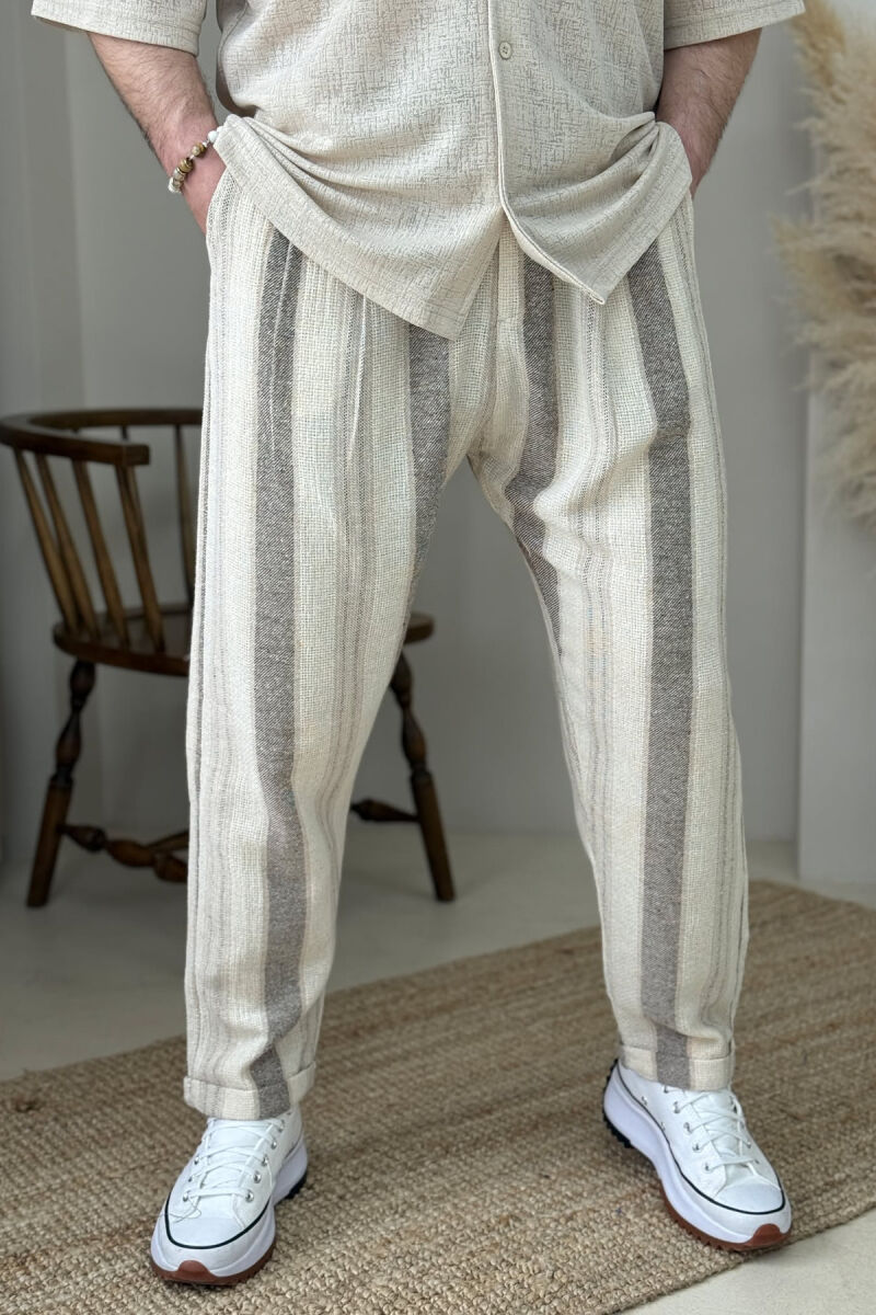 STRIPES SIMPLE MEN PANTS BEIGE/BEZHE - 3