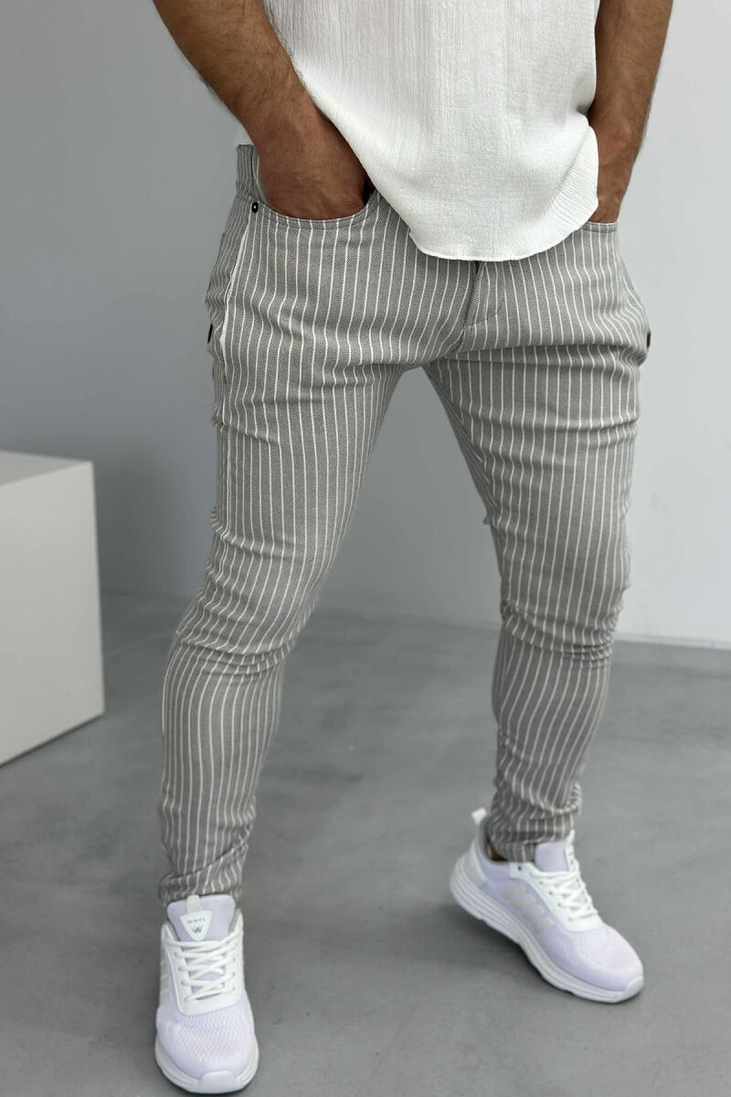 STRIPES SIMPLE MEN PANTS LIGHT GREY/GZ - 1