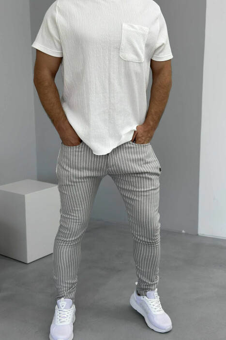 STRIPES SIMPLE MEN PANTS LIGHT GREY/GZ - 2