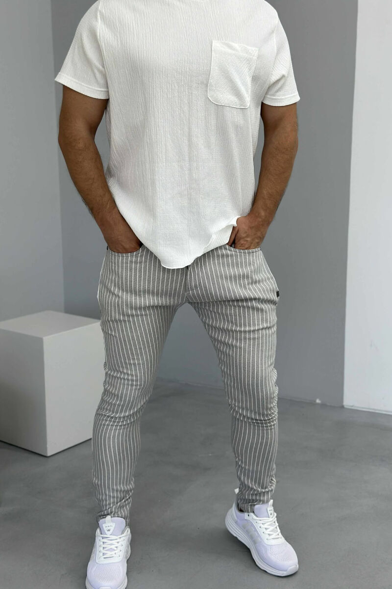 STRIPES SIMPLE MEN PANTS LIGHT GREY/GZ - 2