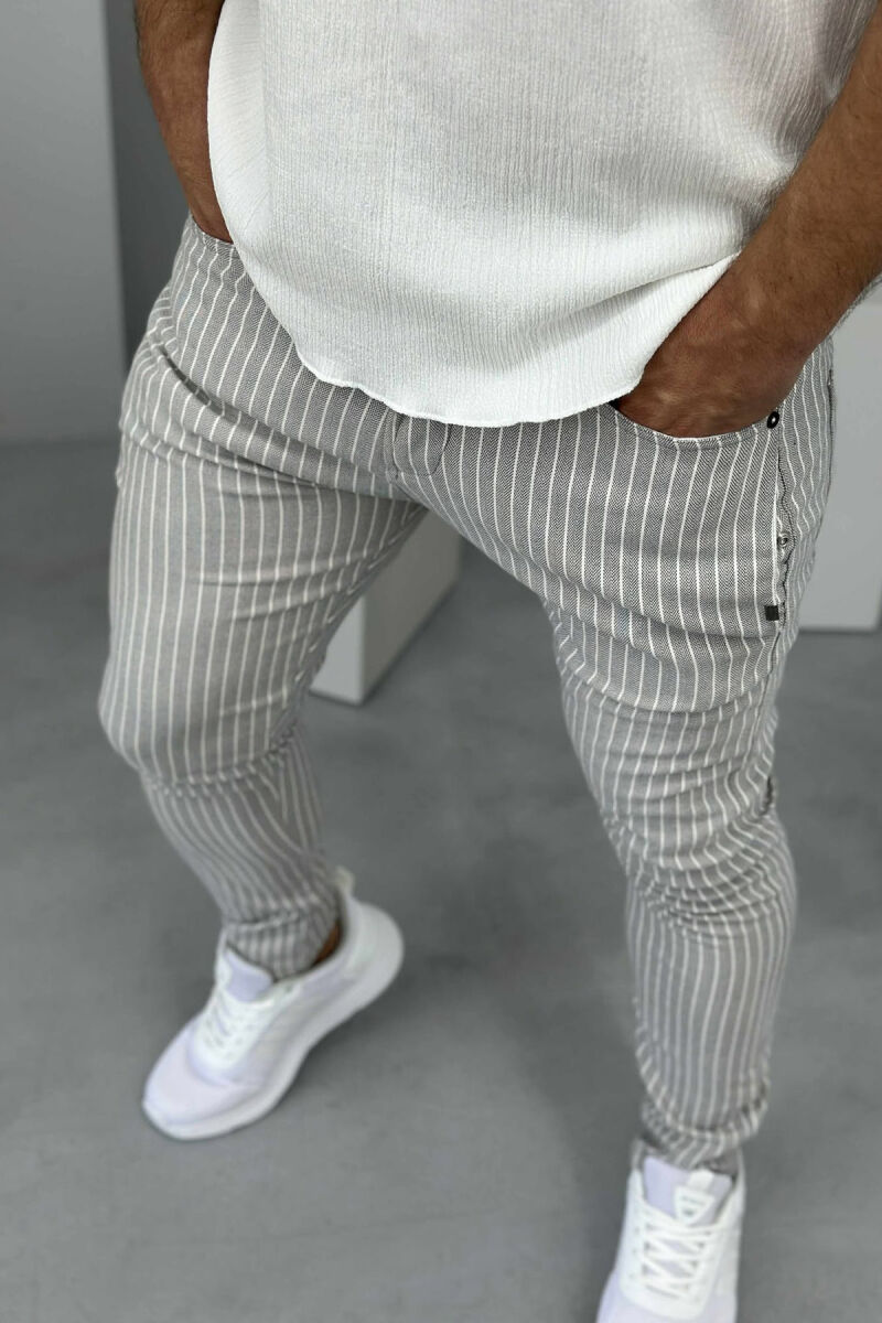 STRIPES SIMPLE MEN PANTS LIGHT GREY/GZ - 3