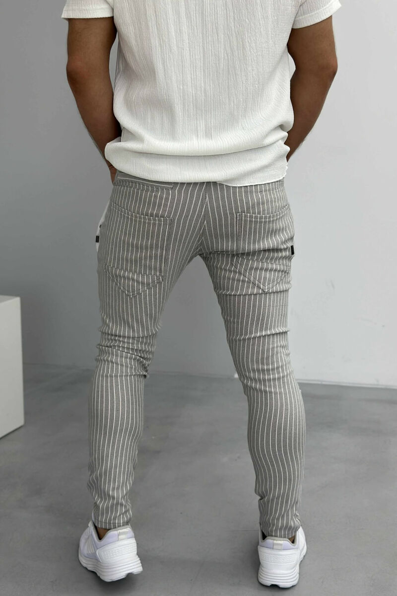 STRIPES SIMPLE MEN PANTS LIGHT GREY/GZ - 4