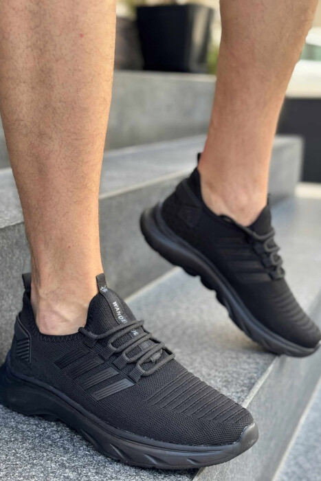 STRIPES SIMPLE MEN SNEAKERS BLACK/ E ZEZE - KLAUDIO FASHION