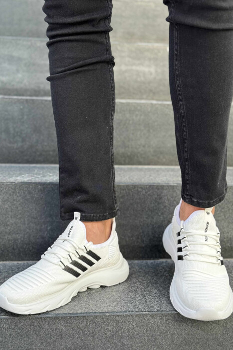 STRIPES SIMPLE MEN SNEAKERS WHITE-BLACK/BAZE 