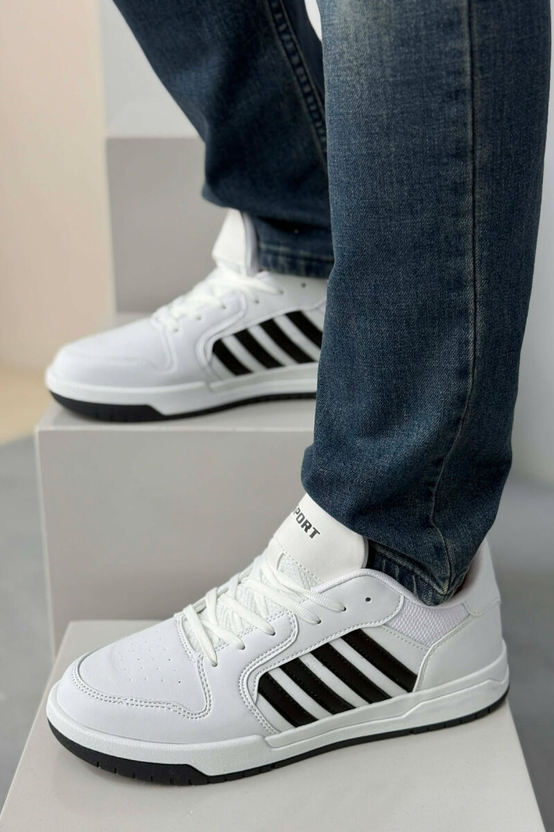 STRIPES SIMPLE MEN SNEAKERS WHITE-BLACK/BAZE - 4