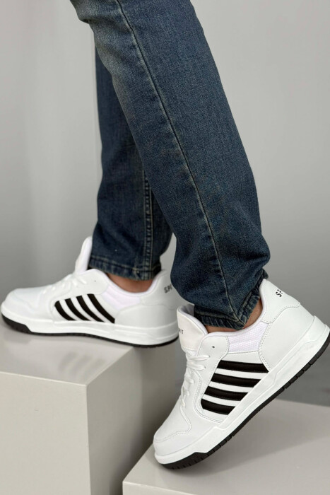 STRIPES SIMPLE MEN SNEAKERS WHITE-BLACK/BAZE - 5