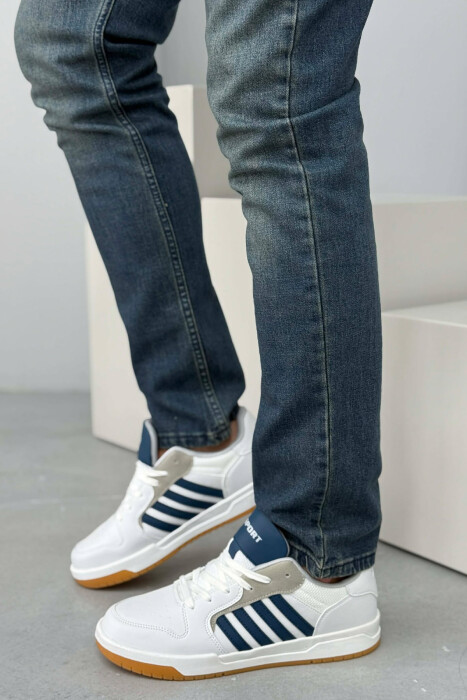 STRIPES SIMPLE MEN SNEAKERS WHITE-BLUE/BABL - 3