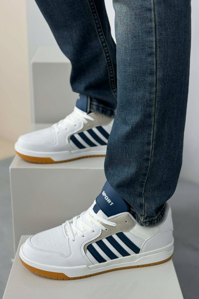 STRIPES SIMPLE MEN SNEAKERS WHITE-BLUE/BABL - 5