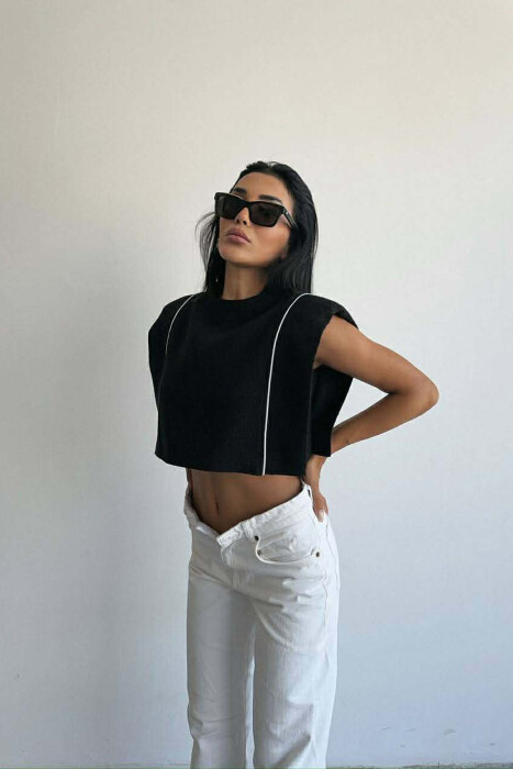 STRIPES SIMPLE WOMEN TANK TOP BLACK/ E ZEZE - 4