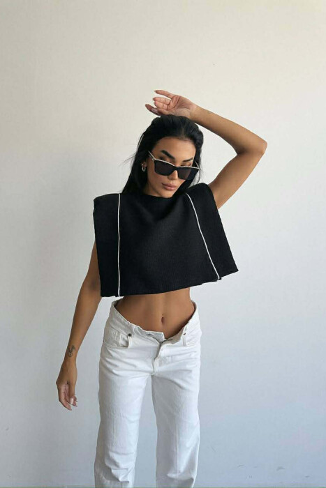 STRIPES SIMPLE WOMEN TANK TOP BLACK/ E ZEZE - 10