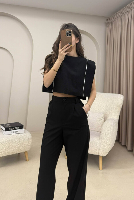 STRIPES SIMPLE WOMEN TANK TOP BLACK/ E ZEZE - 1