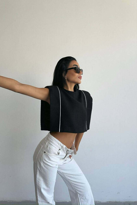 STRIPES SIMPLE WOMEN TANK TOP BLACK/ E ZEZE - 6