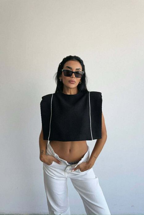 STRIPES SIMPLE WOMEN TANK TOP BLACK/ E ZEZE - KLAUDIO FASHION