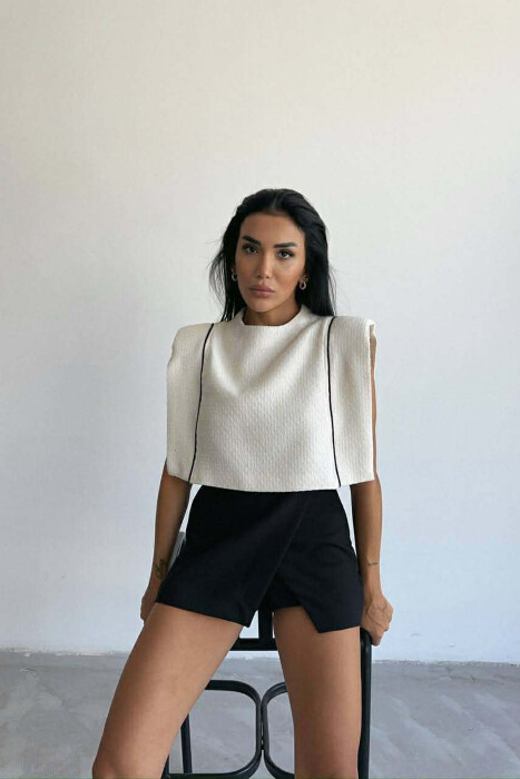 STRIPES SIMPLE WOMEN TANK TOP CREAM/KREM - 2