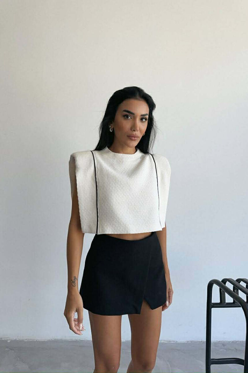 STRIPES SIMPLE WOMEN TANK TOP CREAM/KREM - 5