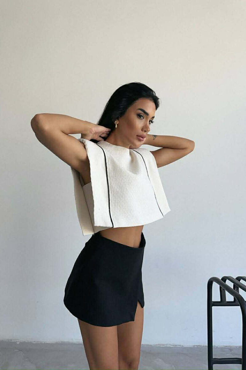 STRIPES SIMPLE WOMEN TANK TOP CREAM/KREM - 6