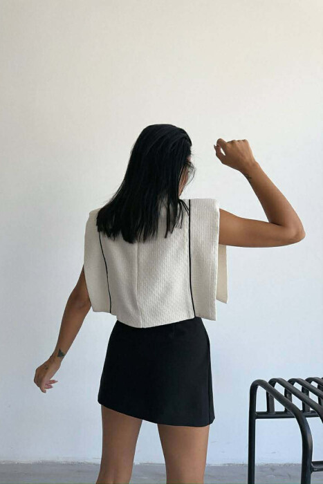 STRIPES SIMPLE WOMEN TANK TOP CREAM/KREM - 7