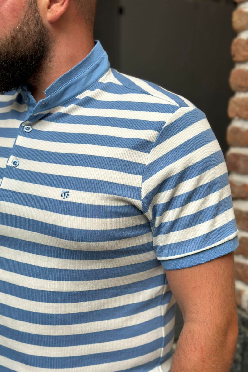 STRIPES TWO COLOR MEN T-SHIRT BABY BLUE/BLU BY - 2