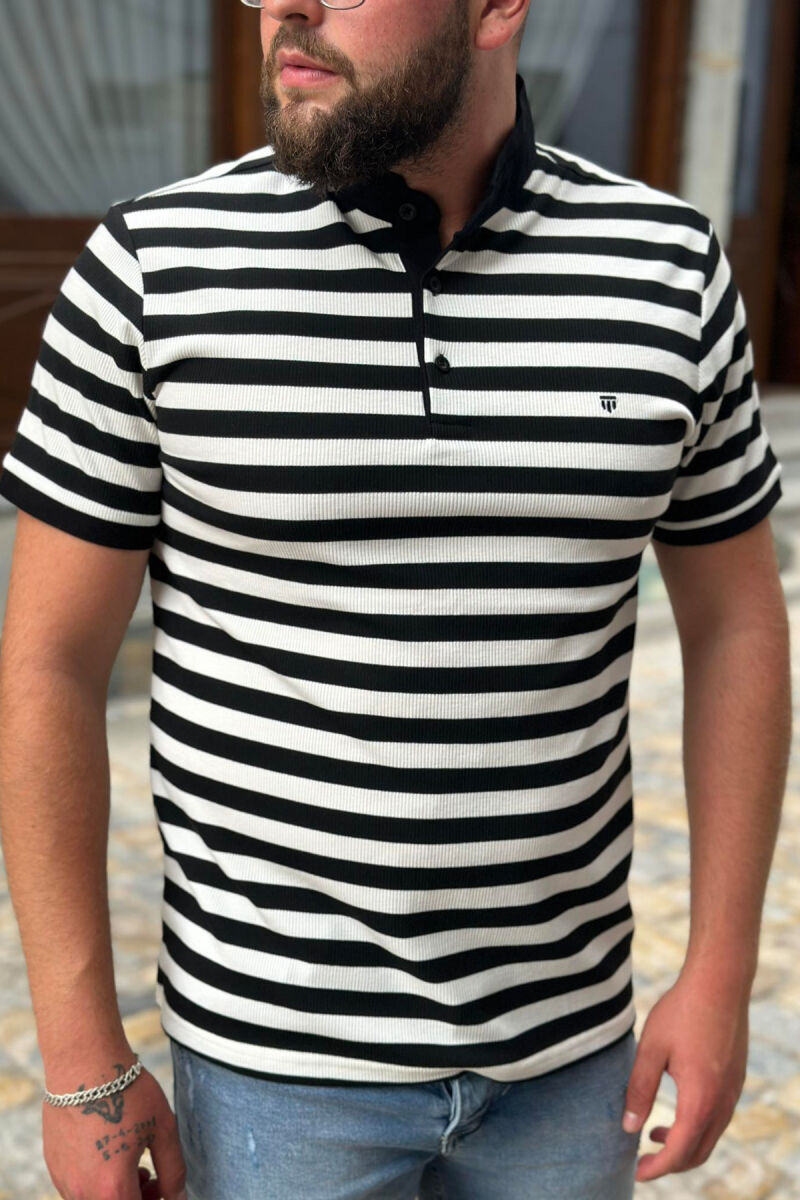 STRIPES TWO COLOR MEN T-SHIRT BLACK/ E ZEZE - 1