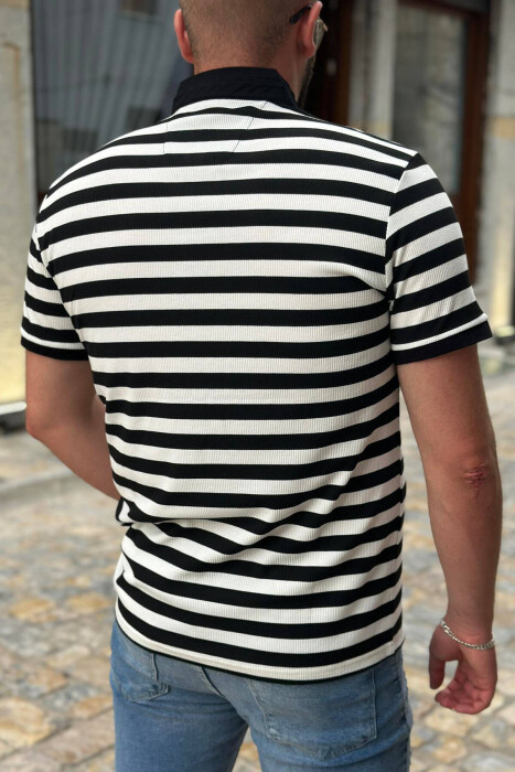 STRIPES TWO COLOR MEN T-SHIRT BLACK/ E ZEZE - 2